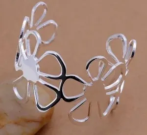 Bracelet Argent Femme Fleur Circulaire