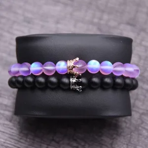 Bracelet Couple Perle Couronne